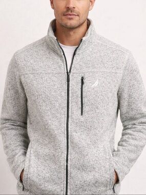 Nautica Men’s Full Zip Sweatshirt Jacket – Gray Heather Size Large